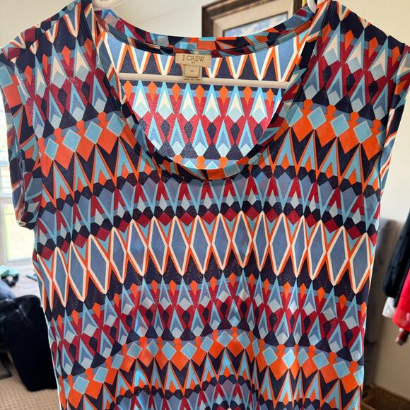 J Crew silk short sleeve color block blouse- size 00 - Picture 2 of 7